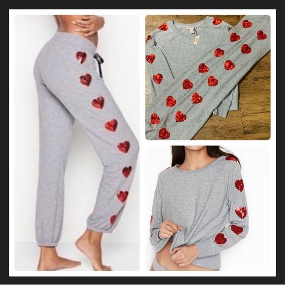 Victoria’s Secret Red Bling heart HTF outfit set M - Picture 1 of 12